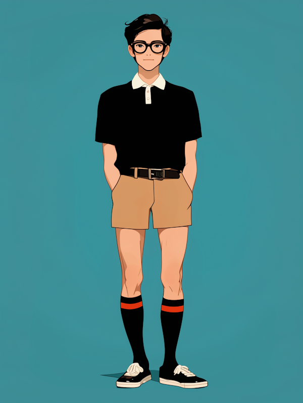 Stylized Illustration of Preppy Young Man