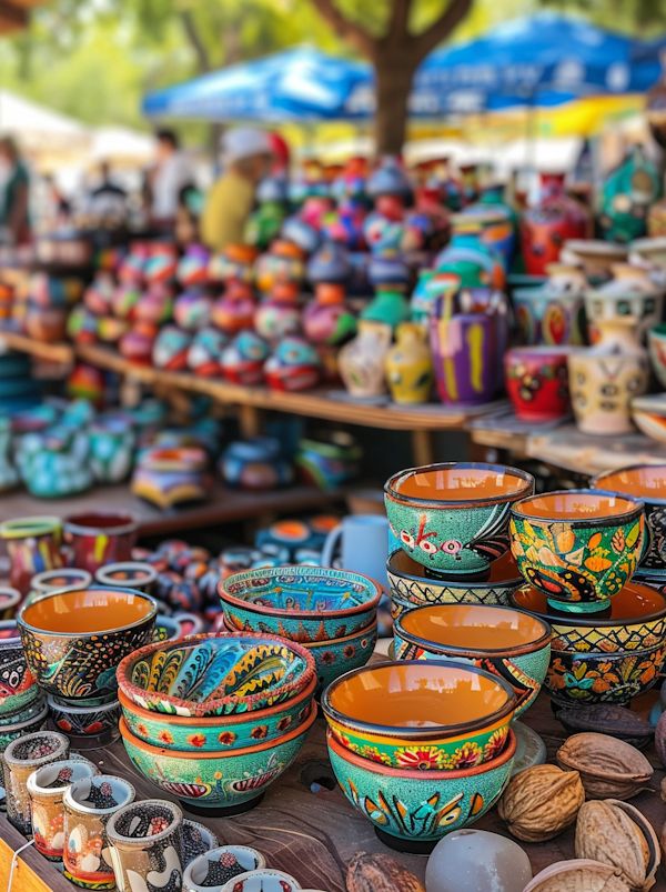 Artisanal Ceramic Wares at Outdoor Market