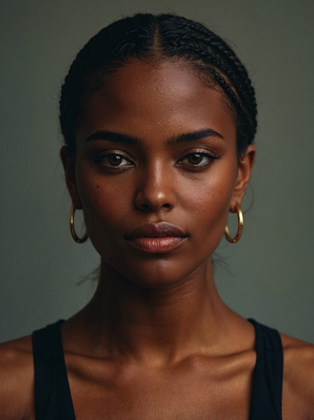 Portrait of a Woman with Braids