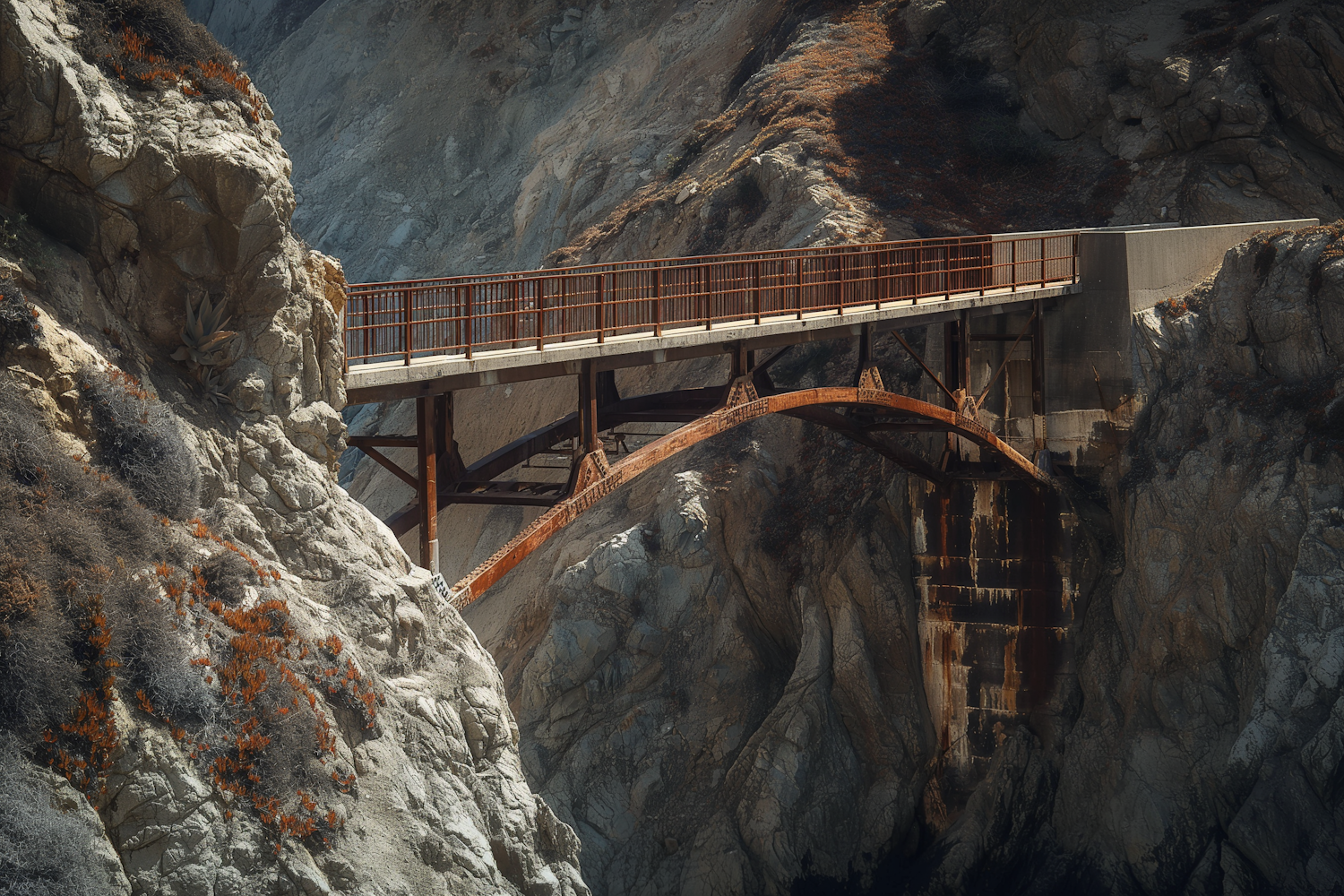 Rugged Canyon Landscape with Steel Bridge