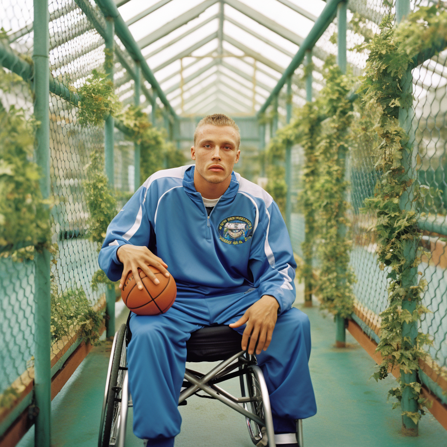 Wheelchair Basketball Athlete in Sporty Tracksuit