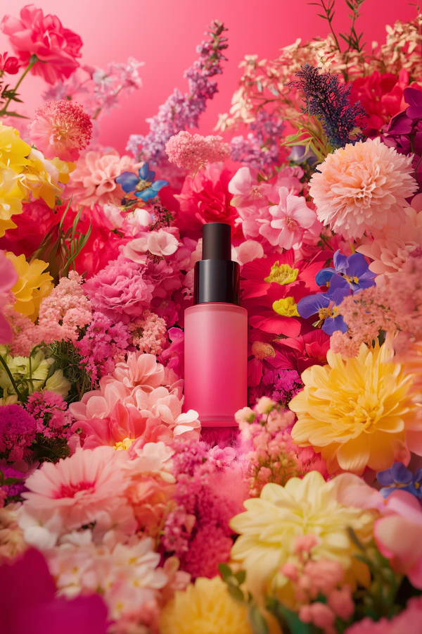 Pink Bottle with Flowers