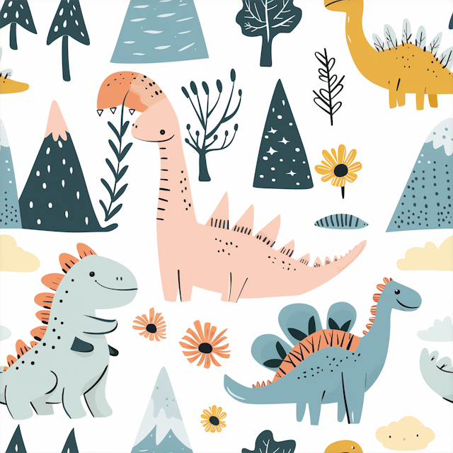 Playful Cartoon Dinosaurs