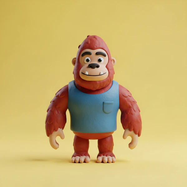 Cheerful Cartoon Gorilla