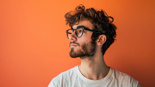 Portrait of a Pensive Young Adult Male