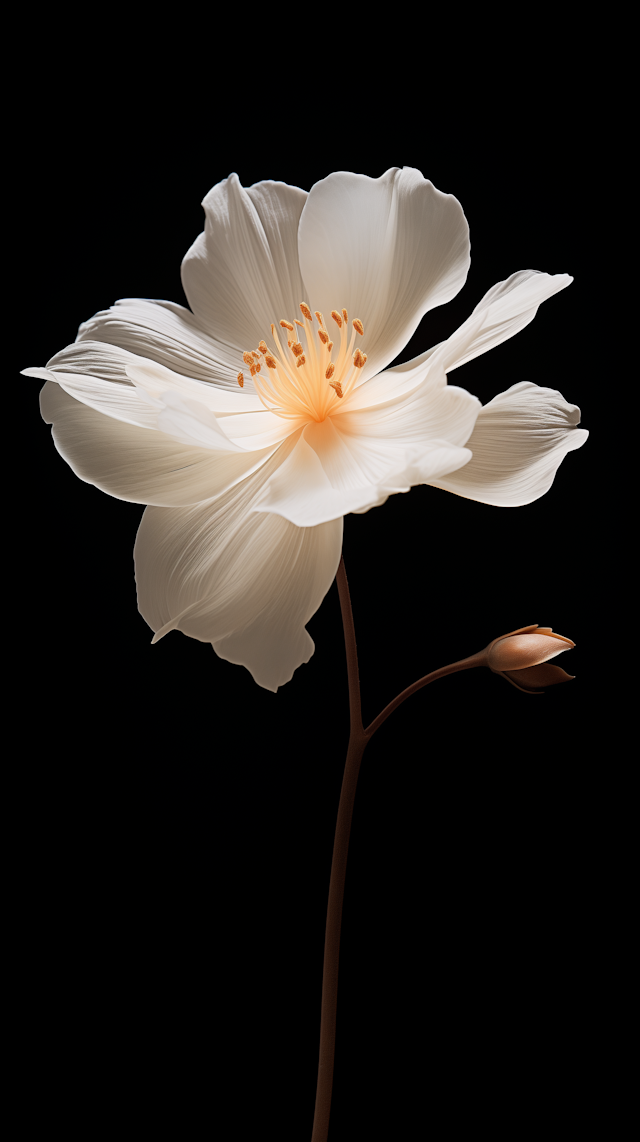 Elegance in Monochrome: A Study of a Translucent White Blossom