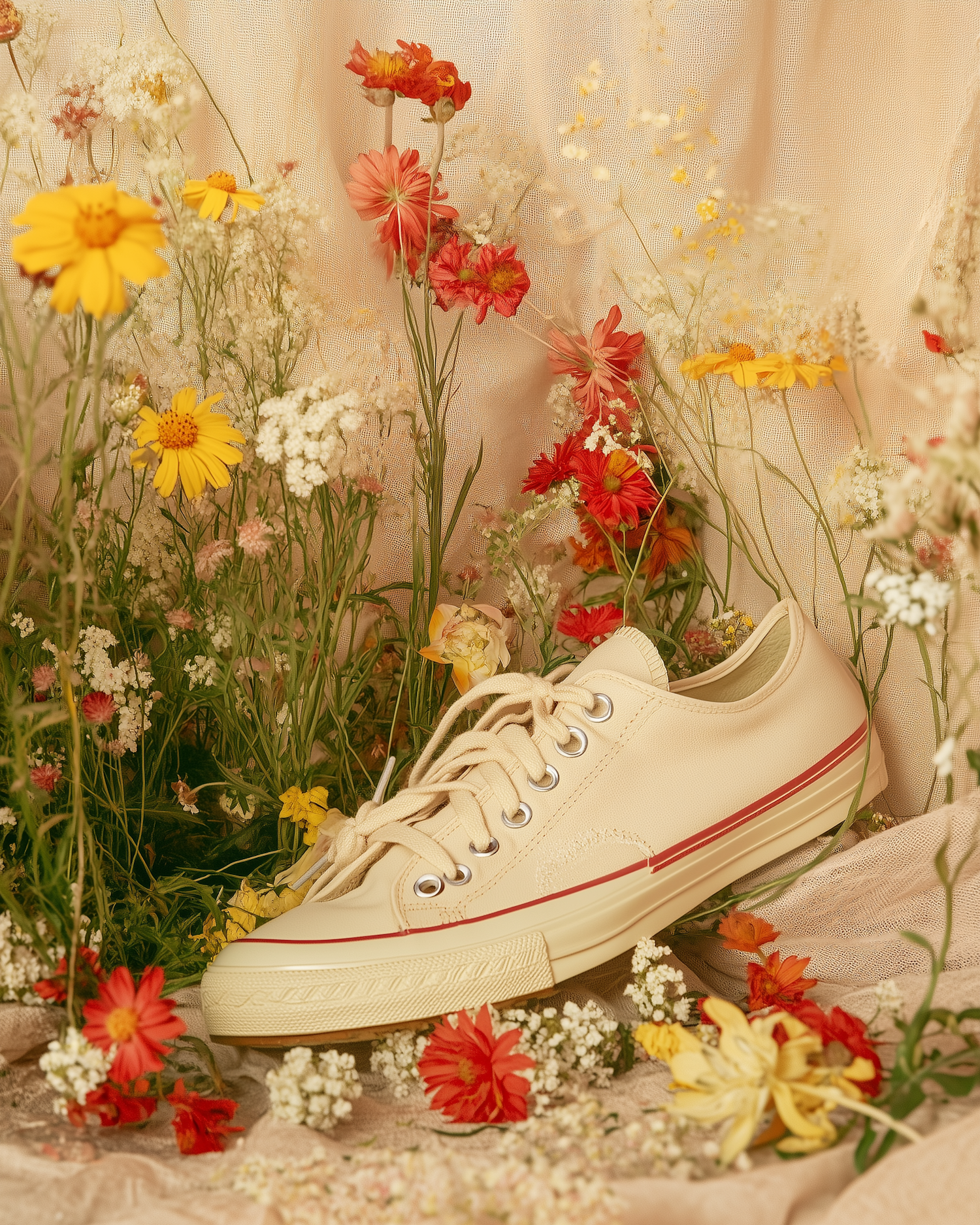 Sneaker with Wildflowers