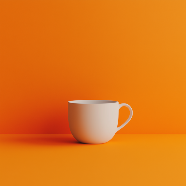 Minimalist White Cup on Vibrant Orange Background