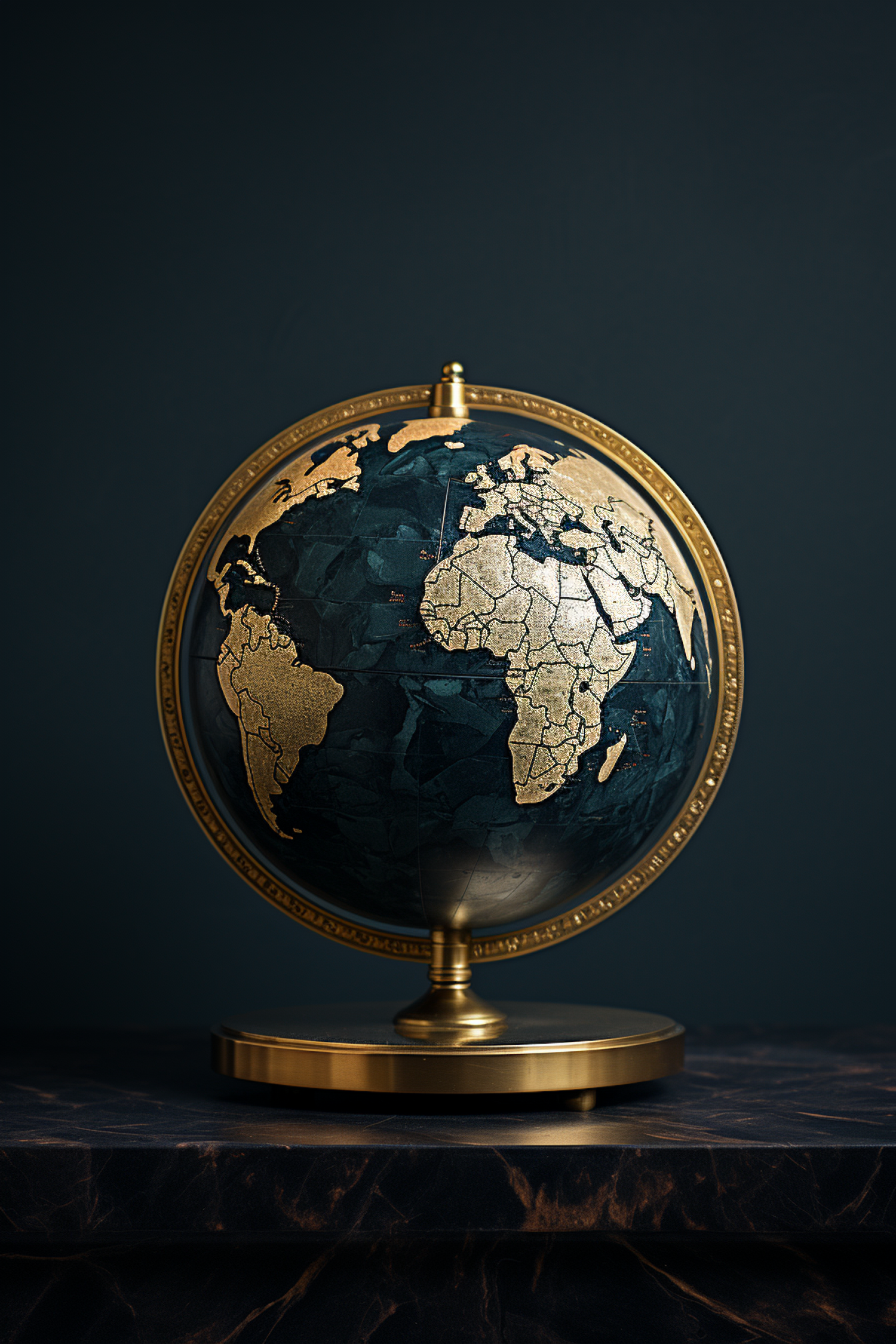 Elegance of Exploration: Navy & Gold Artisan Globe