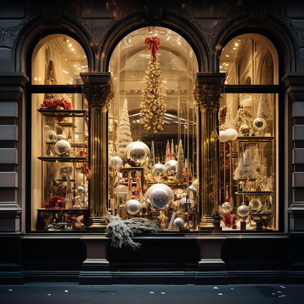 Regal Festive Elegance: A Christmas Window Spectacle