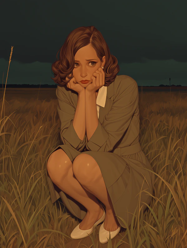 Contemplative Woman in Field