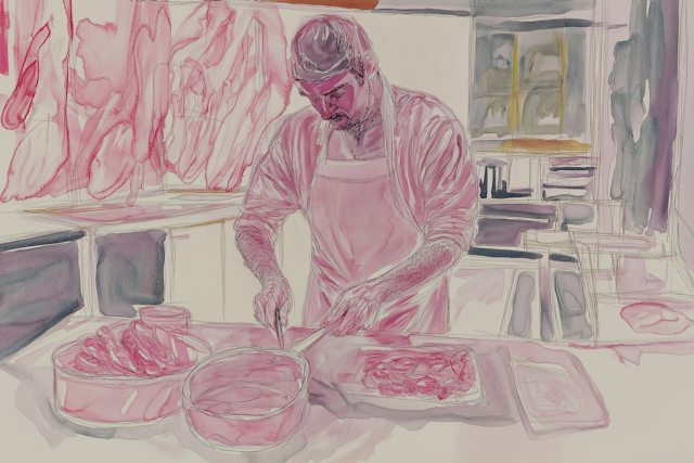 Chef Preparing Food in Kitchen Illustration