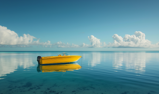 Serene Seascape with Yellow Boat