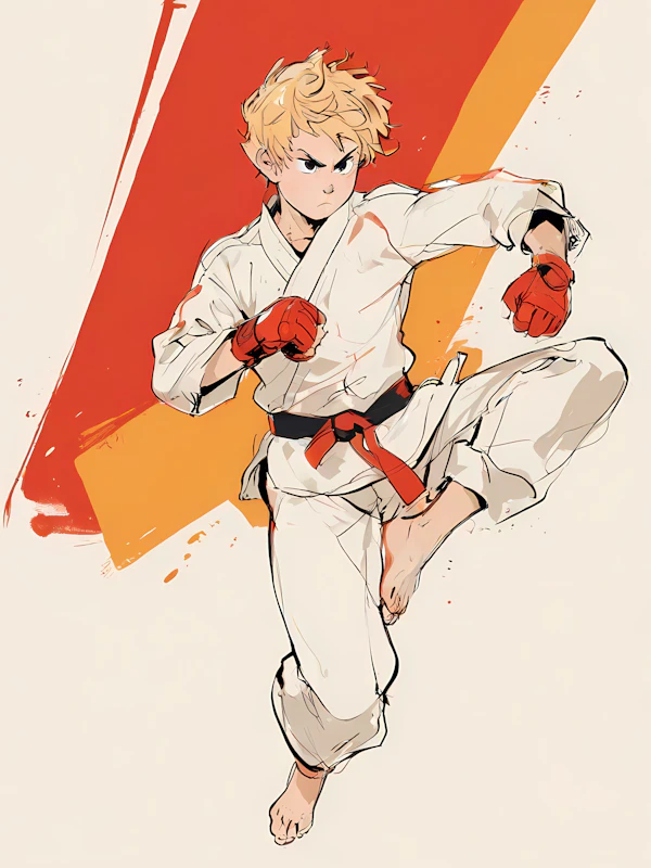 Dynamic Martial Artist Illustration