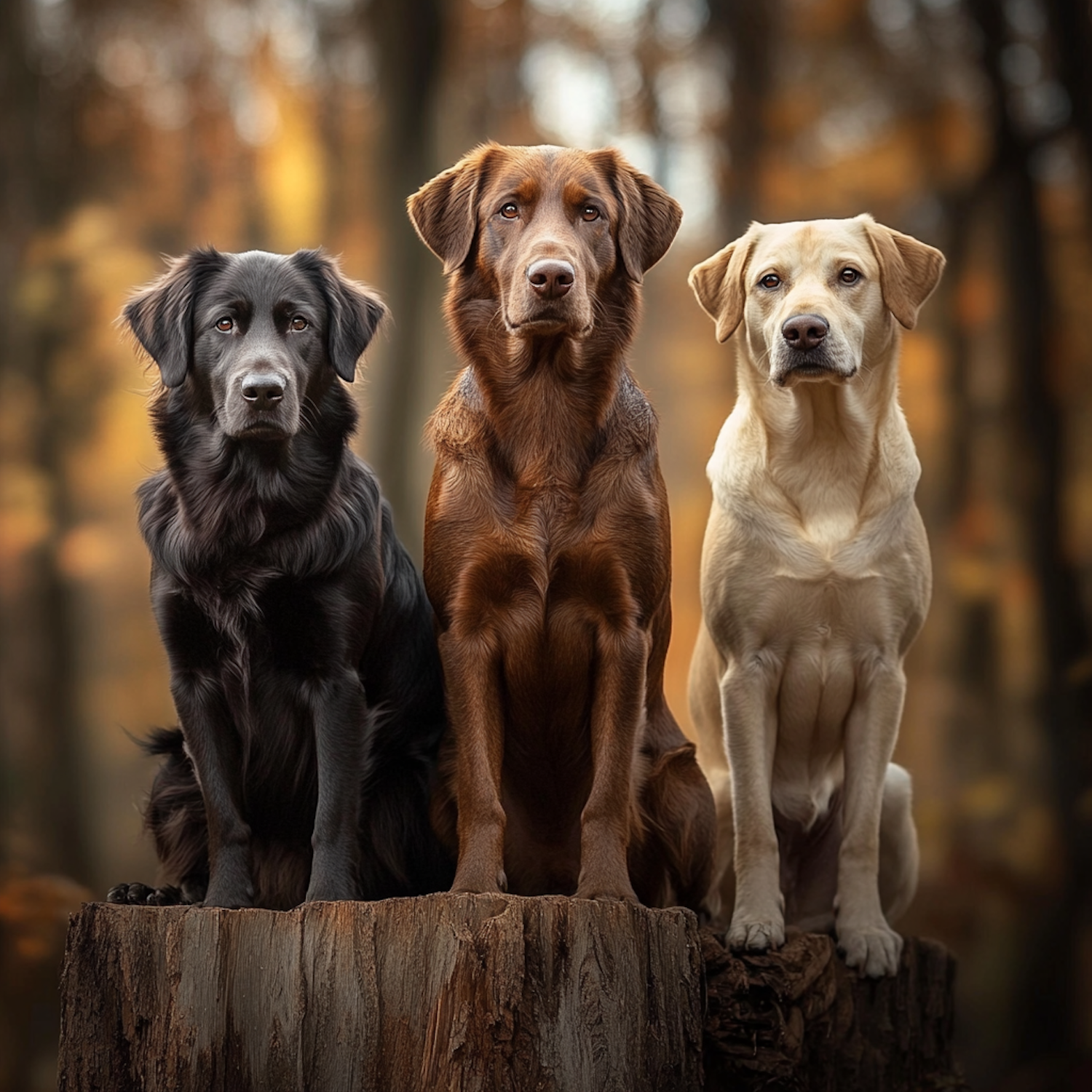 Three Dogs in Forest