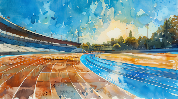 Artistic Watercolor of a Sporting Arena
