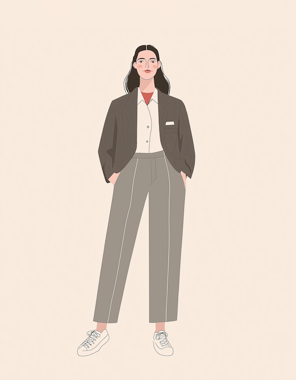 Illustration of Woman in Smart Casual Attire