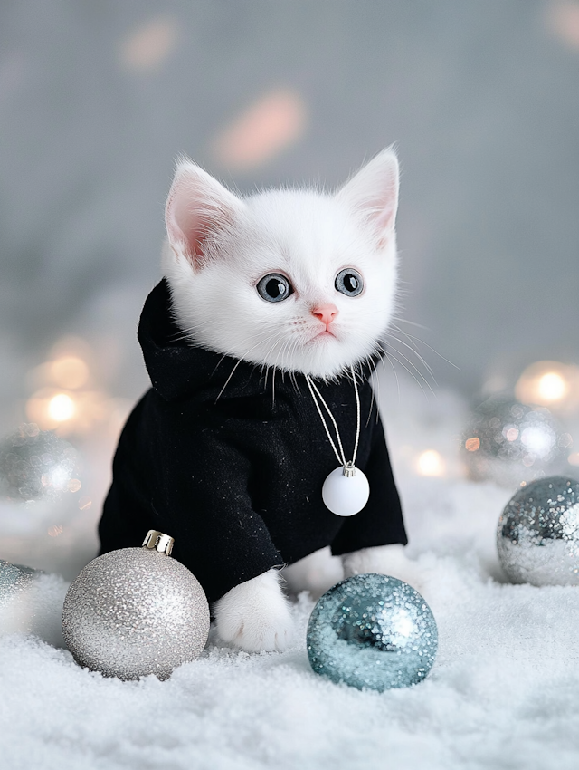 Festive Kitten in Hoodie