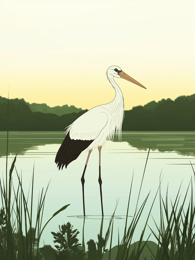 Serene Stork in Dusk Light