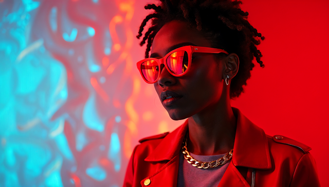 Vibrant Red Sunglasses Portrait