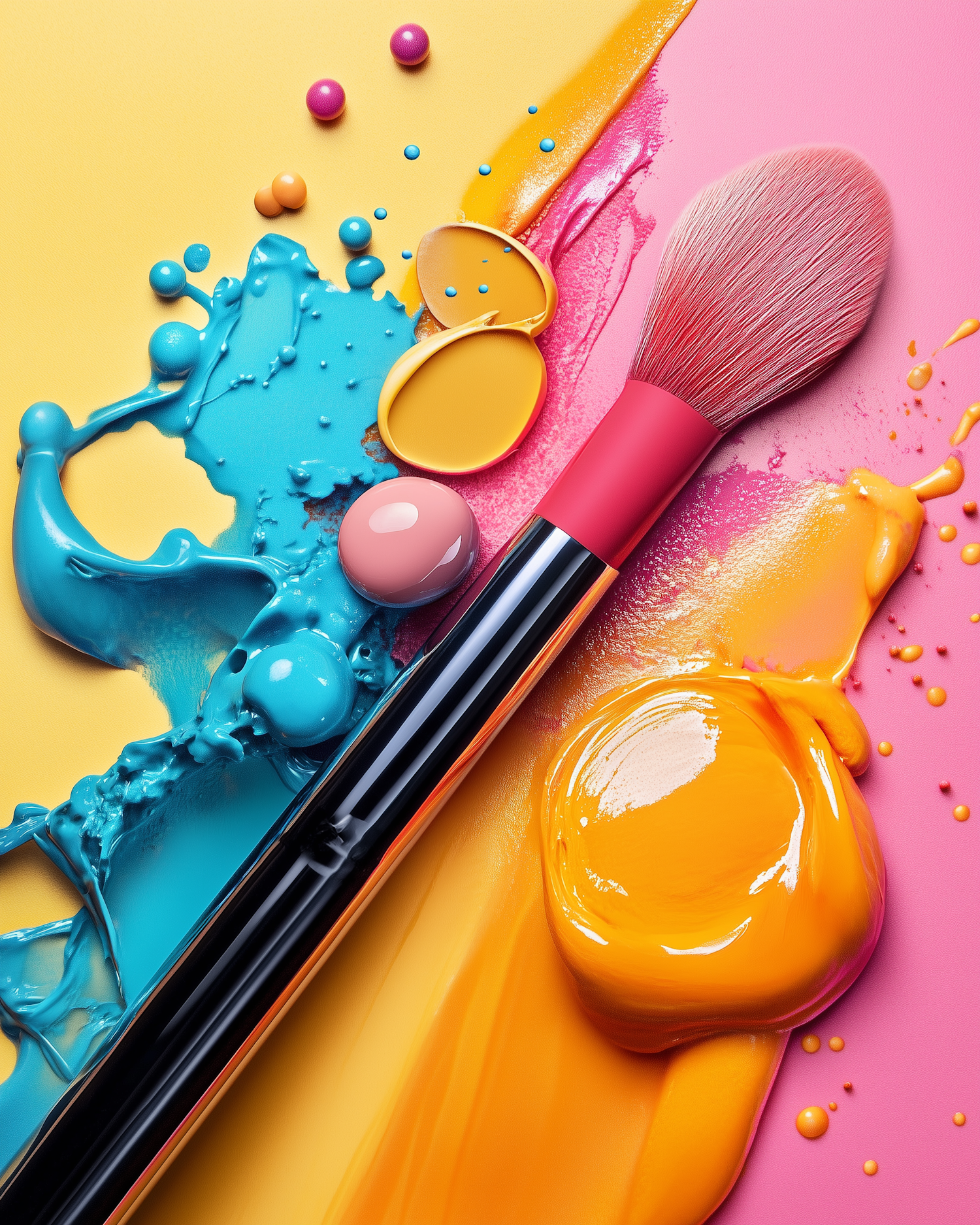 Colorful Paint and Makeup Brush