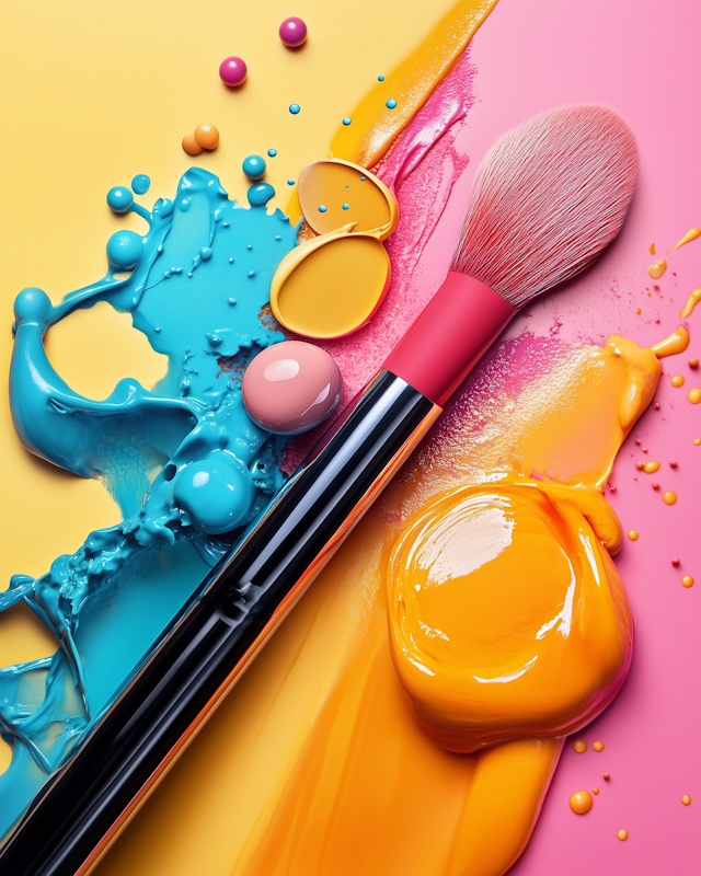 Colorful Paint and Makeup Brush