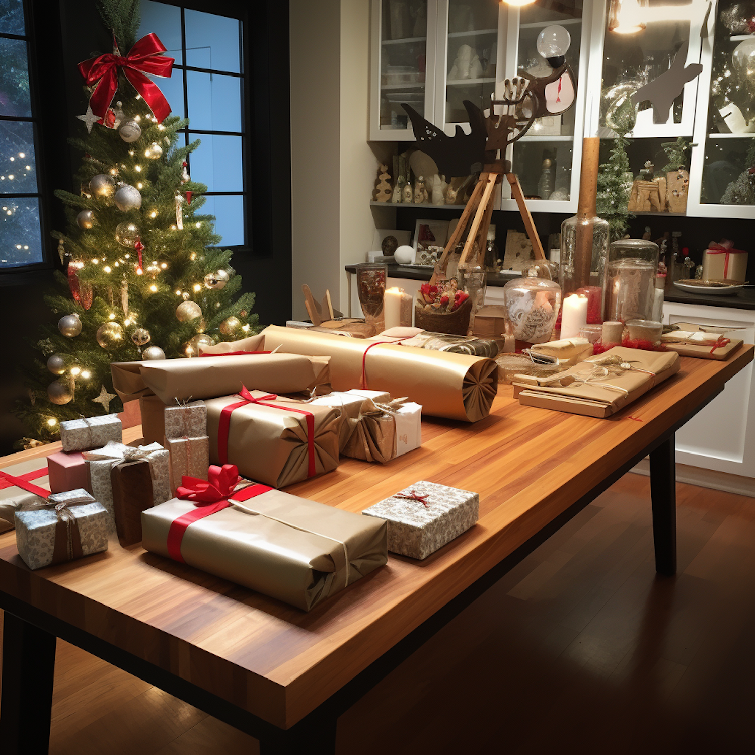 Festive Christmas Elegance with Gifts and Candles