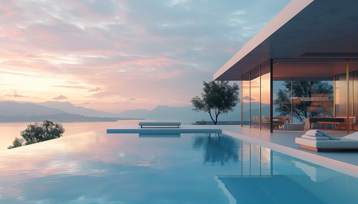 Tranquil Infinity Pool at Dusk