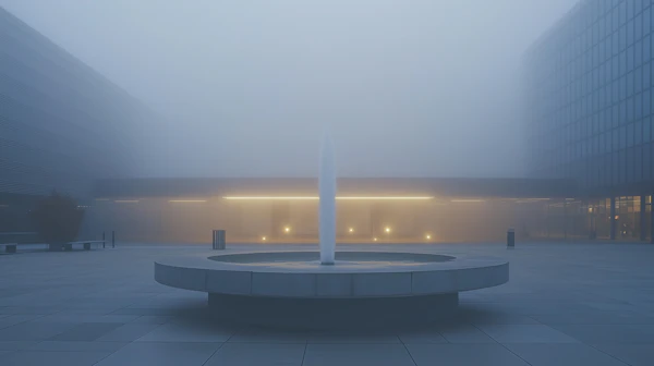 Foggy Courtyard Scene