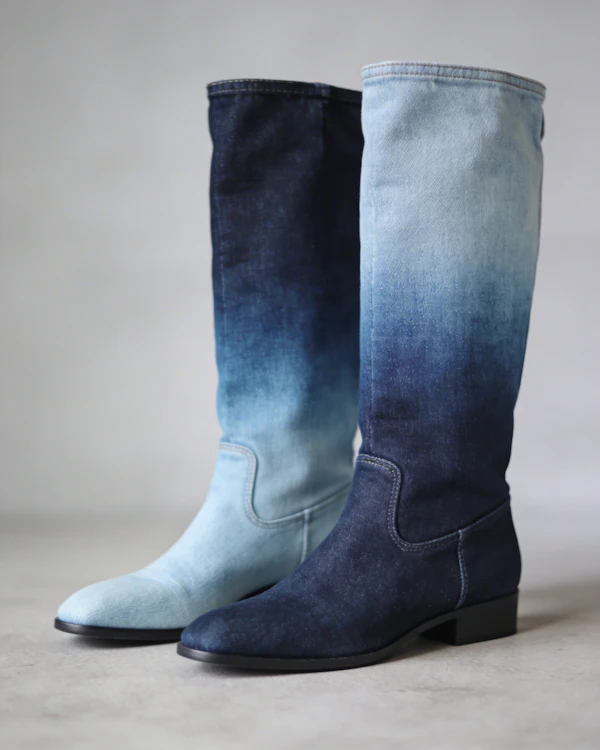 Gradient Denim Boots