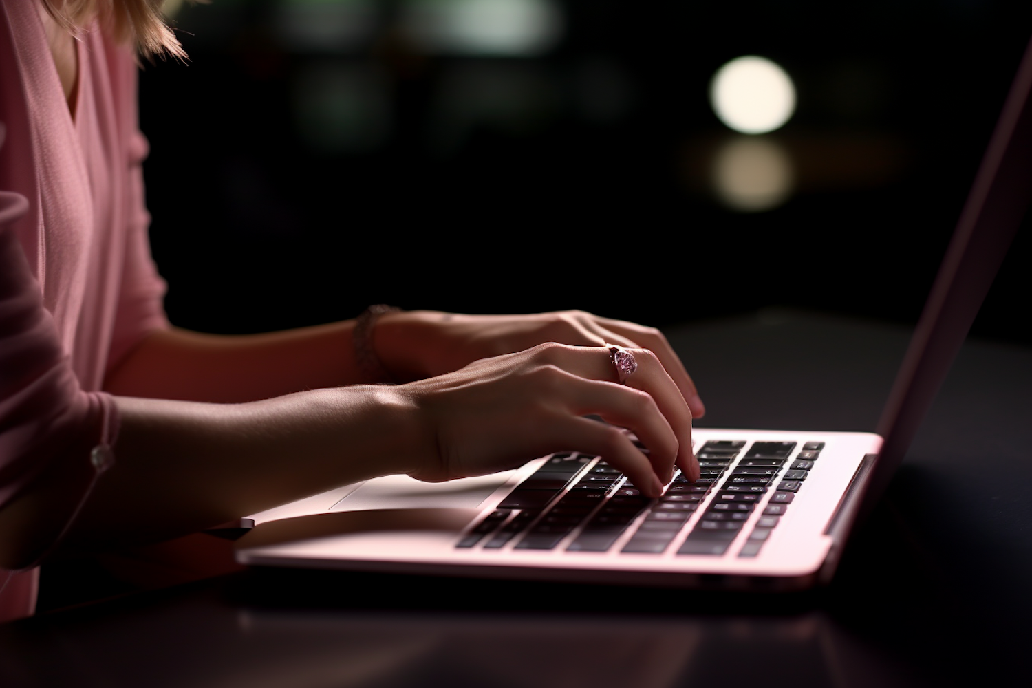 Late-Night Focus: Woman at Work