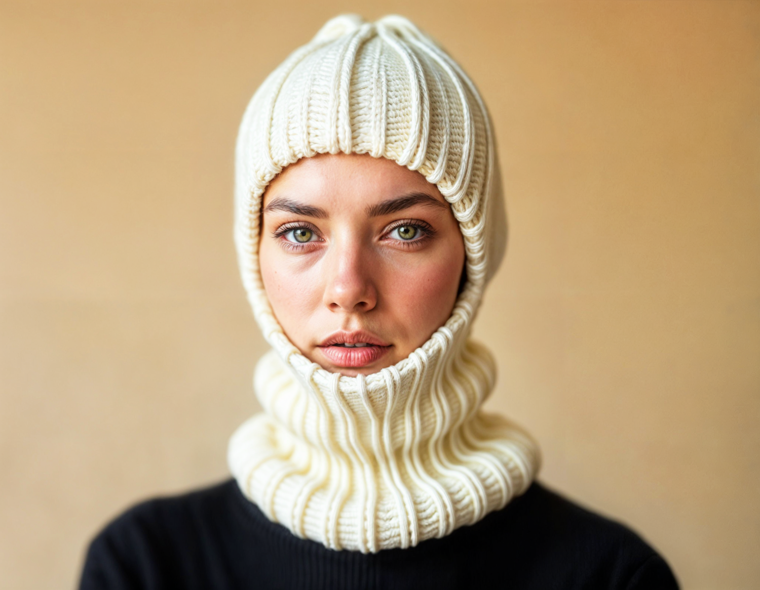 Person in Cream Balaclava