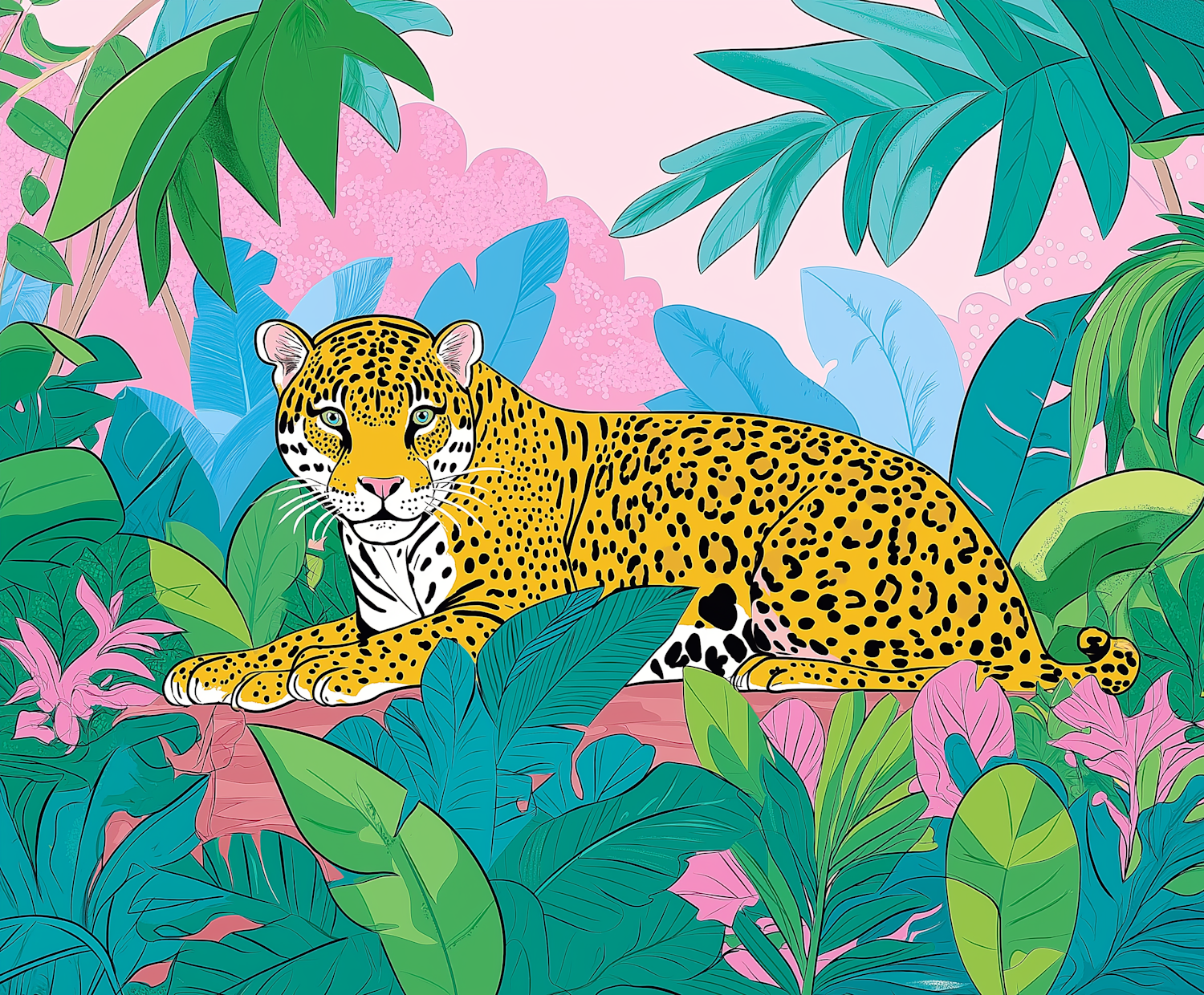 Vivid Tropical Leopard