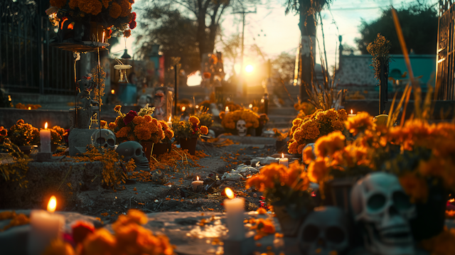 Día de los Muertos Celebration Scene