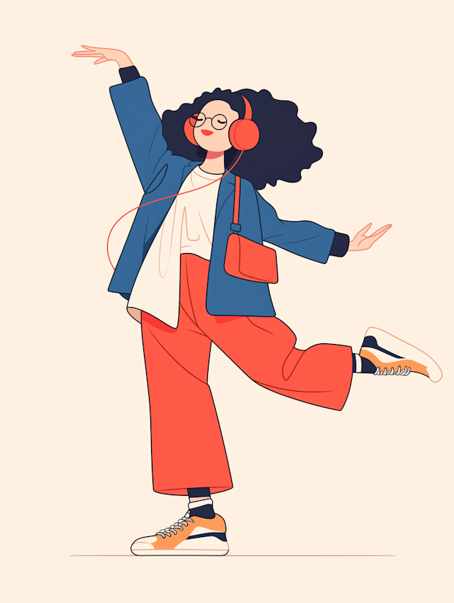 Joyful Pose with Headphones