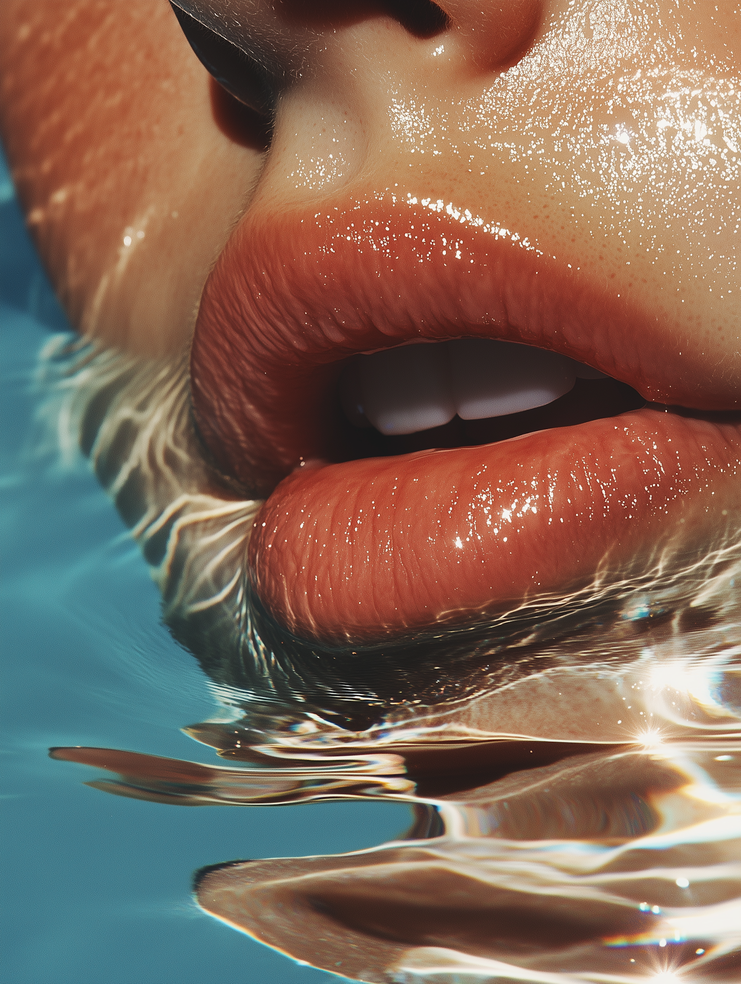 Close-up of Lips in Water