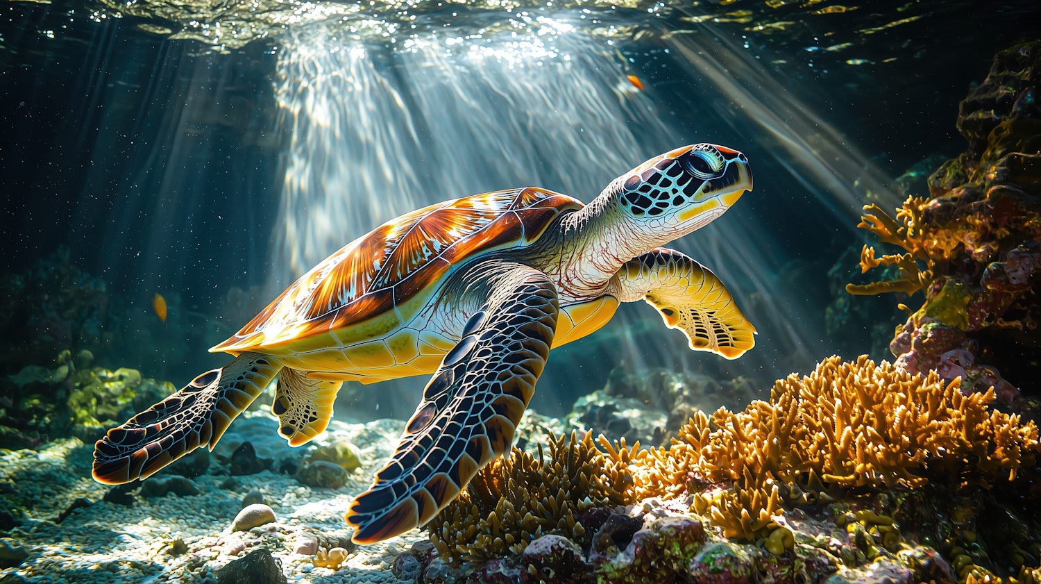 Underwater Sea Turtle Scene