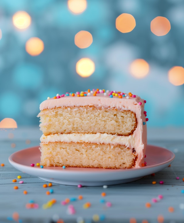 Celebratory Cake with Pink Frosting