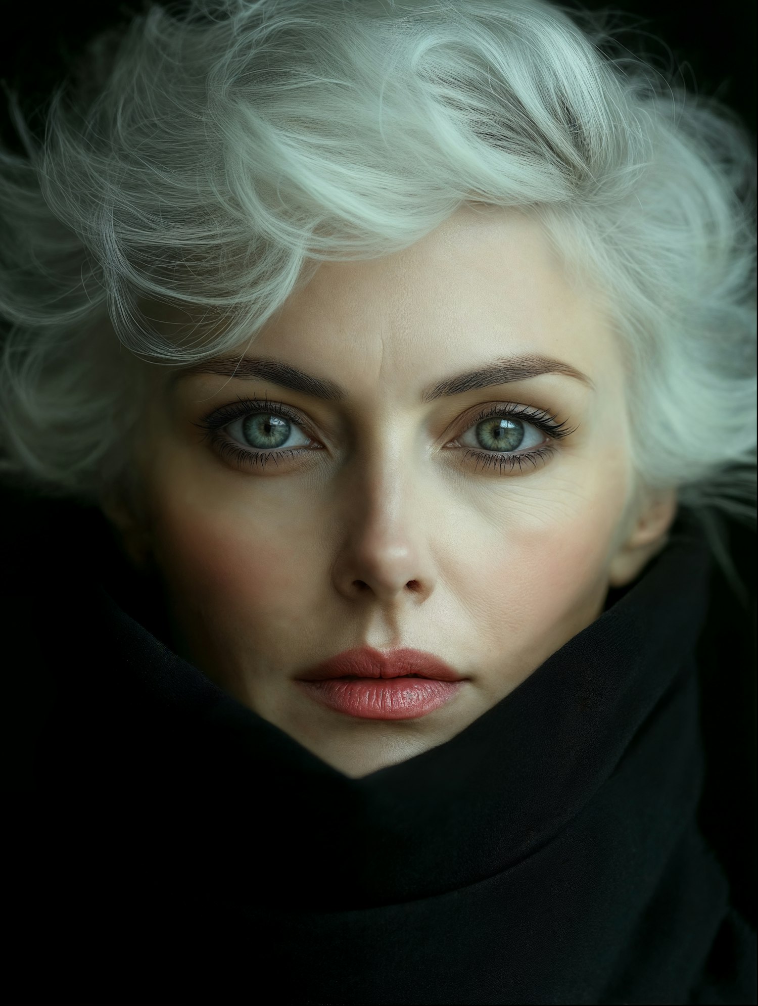 Elegant Portrait with White Hair