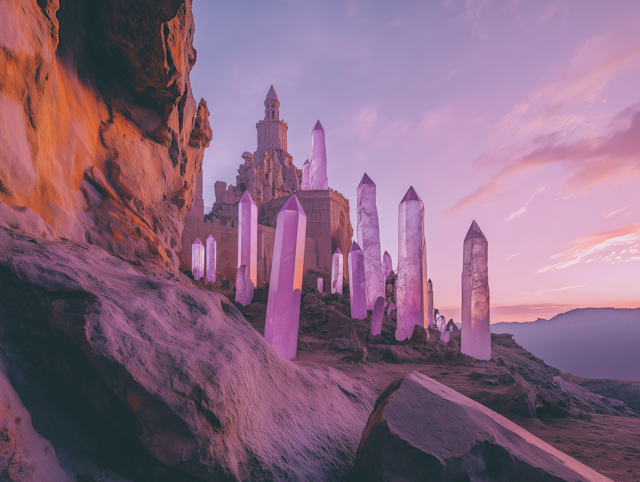 Fantasy Castle in Crystal Landscape