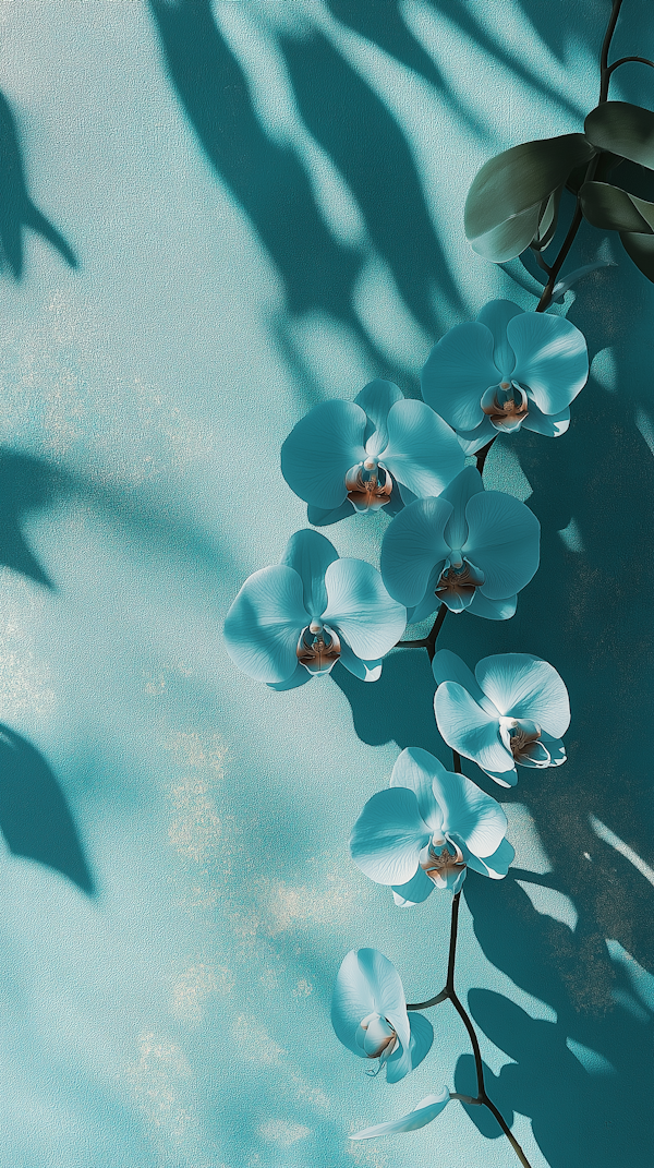 Turquoise Orchids on Teal