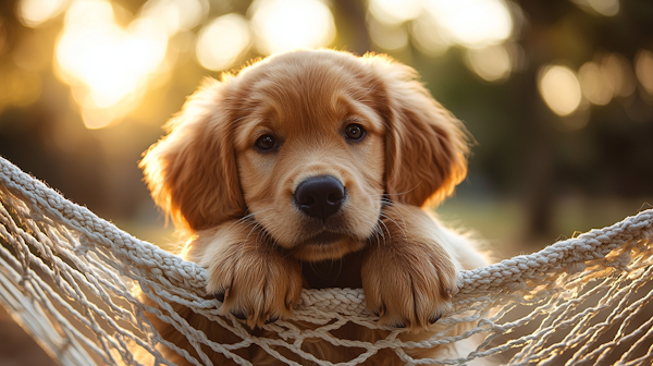 Golden Retriever Puppy in a Hammock