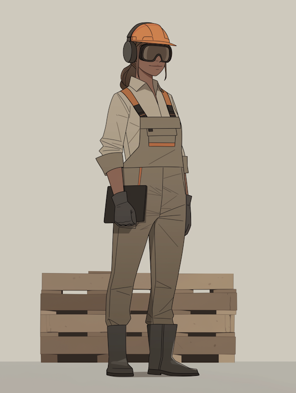 Confident Woman in Safety Gear at Work