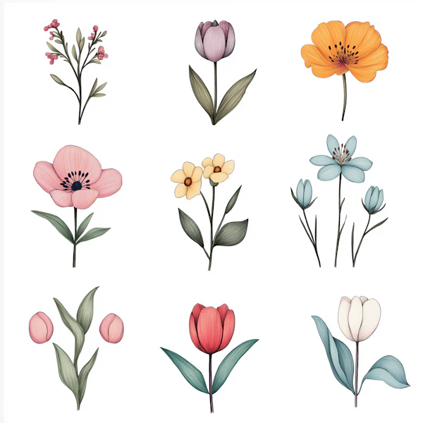 Floral Illustration Grid