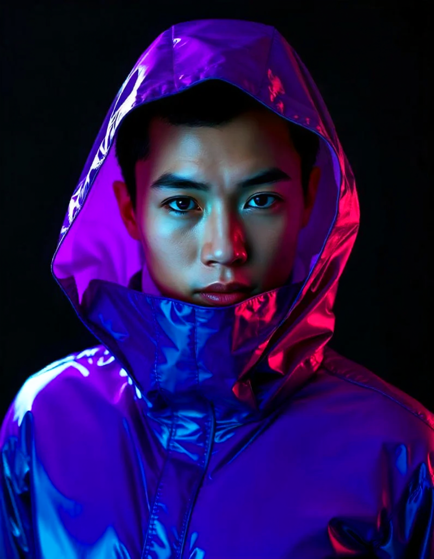 Futuristic Reflective Jacket Portrait