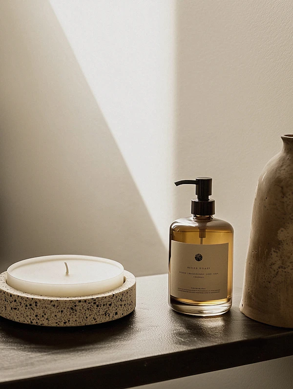 Minimalist Candle and Soap Arrangement