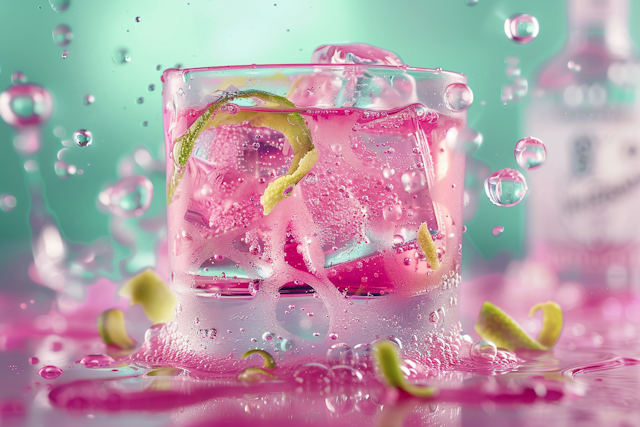 Vibrant Pink Gin Tonic with Lime