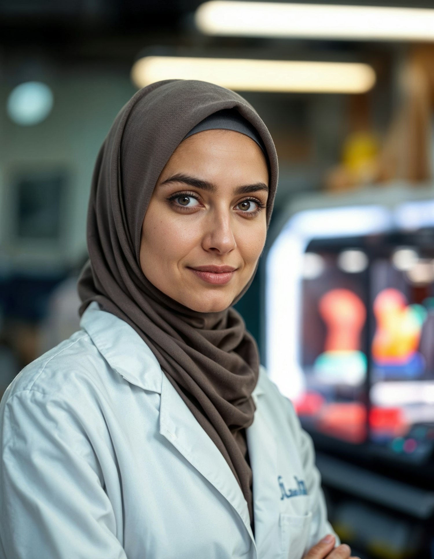 Confident Woman in Lab Coat