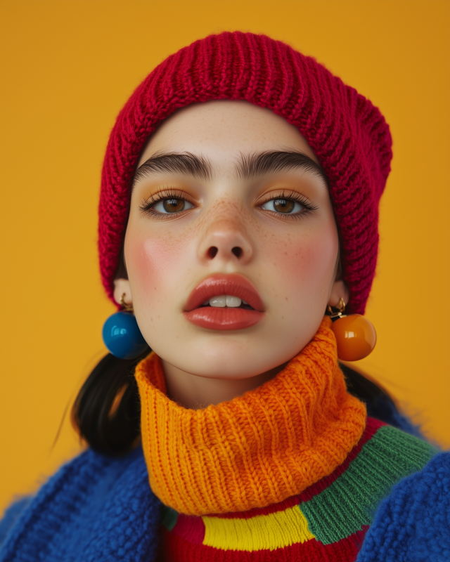 Colorful Portrait with Red Beanie