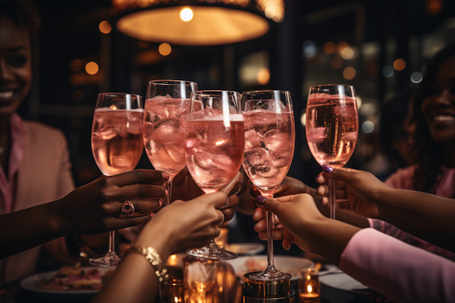 Diverse Celebration Toast with Rosé